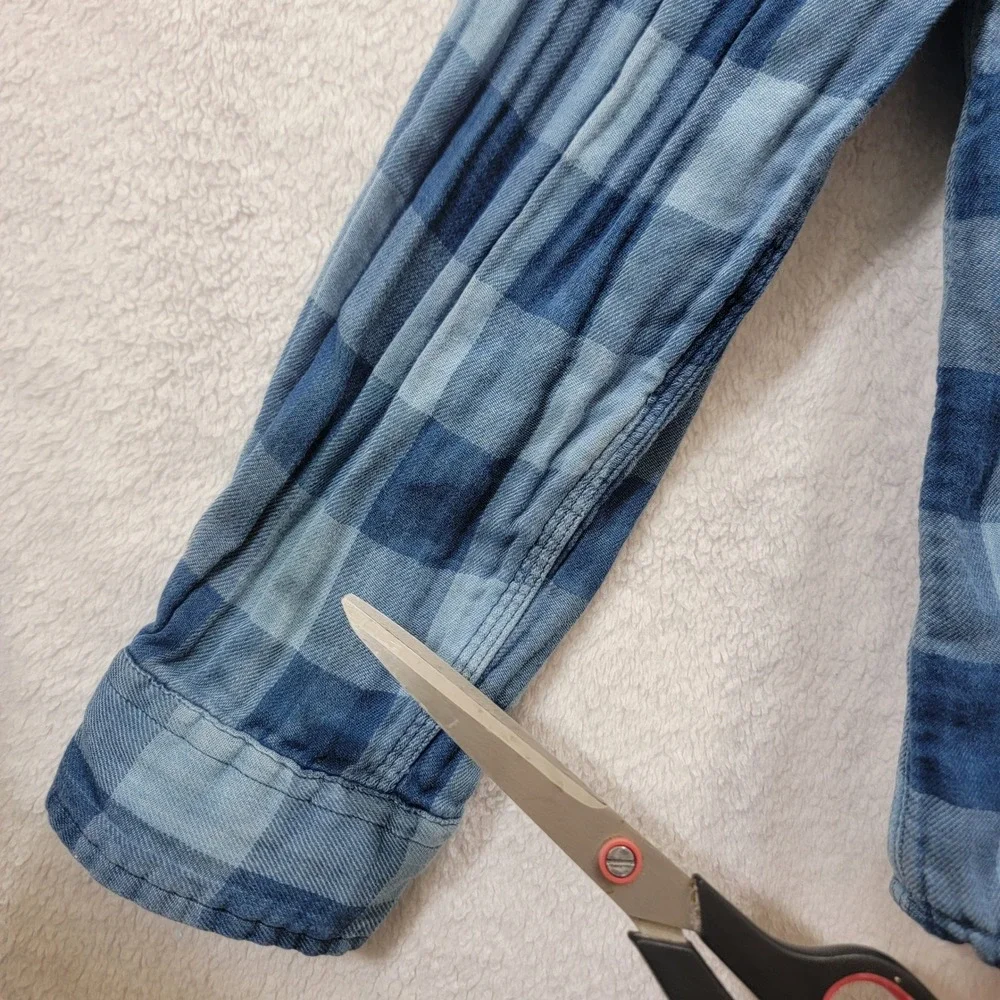 Polo Ralph‎ Lauren Indigo Blue Buffalo Plaid Double Face Flannel Shirt Mens M